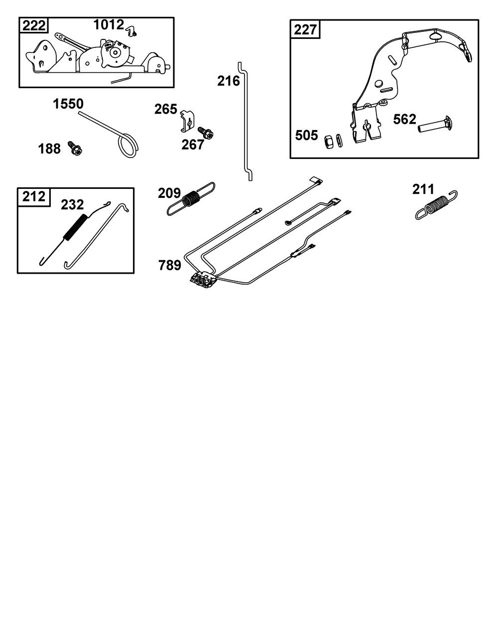 Controls Group Diagram and Parts List for 40N777-0021-B5 400000 - 699999 Briggs and Stratton Engine
